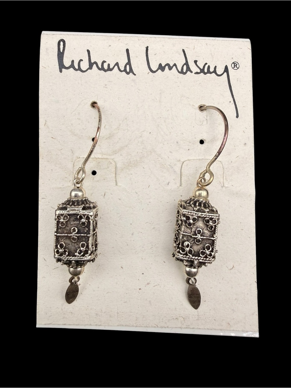 NWT Antique Silver Filigree Drop Earrings - Silver